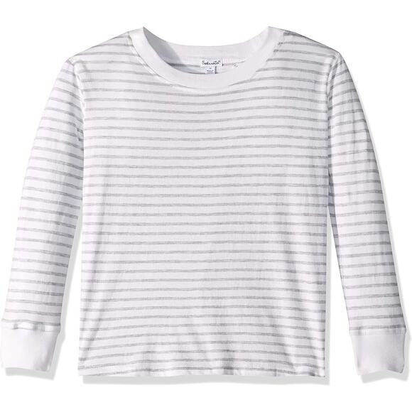 Splendid Girls Tie Back Long Sleeve Top In Lt. Heather Grey Stripe Size 12 $44 - Picture 1 of 2